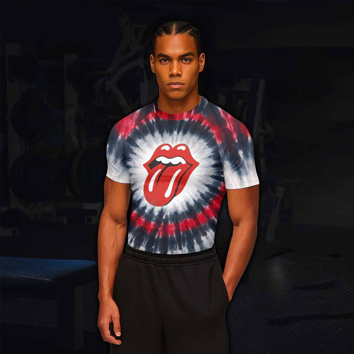 The Rolling Stones Men's Rash Guard Short Sleeve - lifestyle view