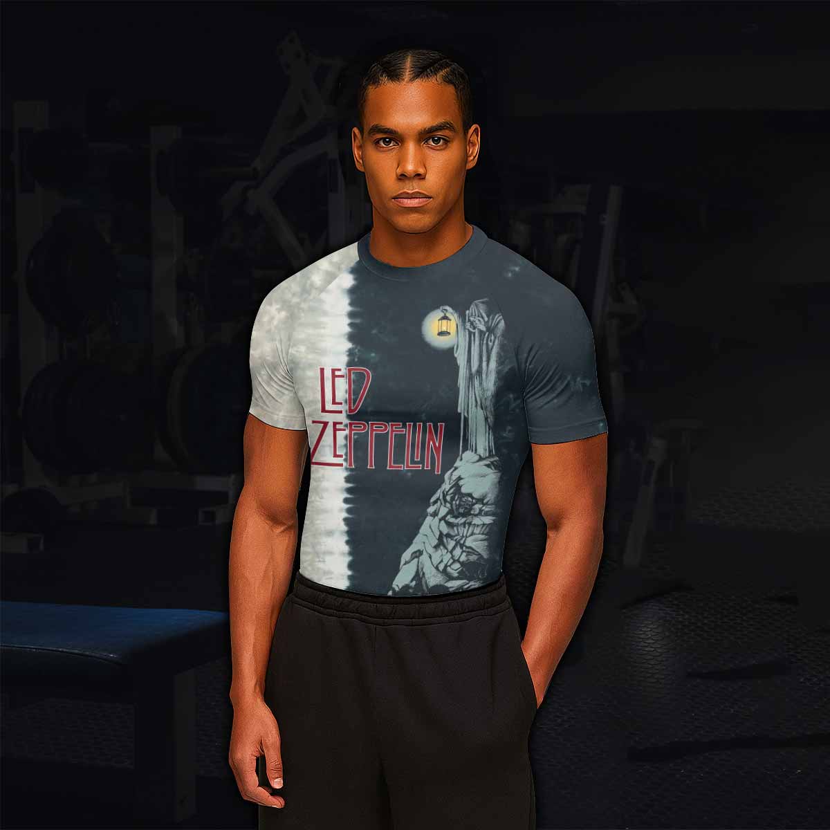 Led Zeppelin The Hermit Men's Rash Guard Short Sleeve - lifestyle view