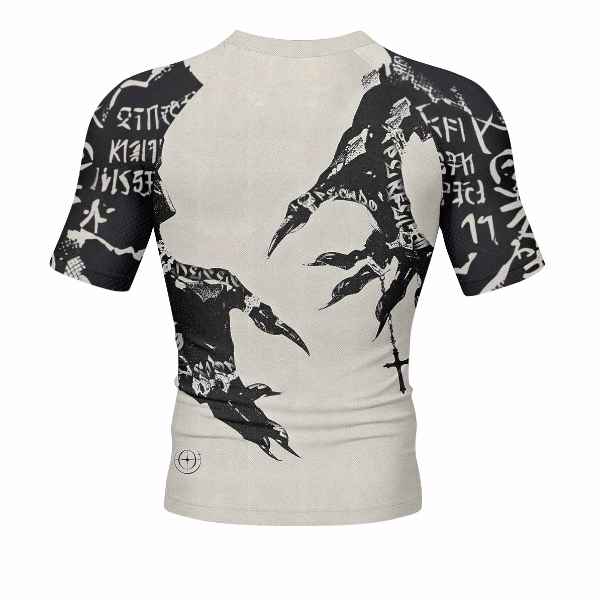 Monster Claw with Cross Men's Rash Guard Short Sleeve - back view mockup