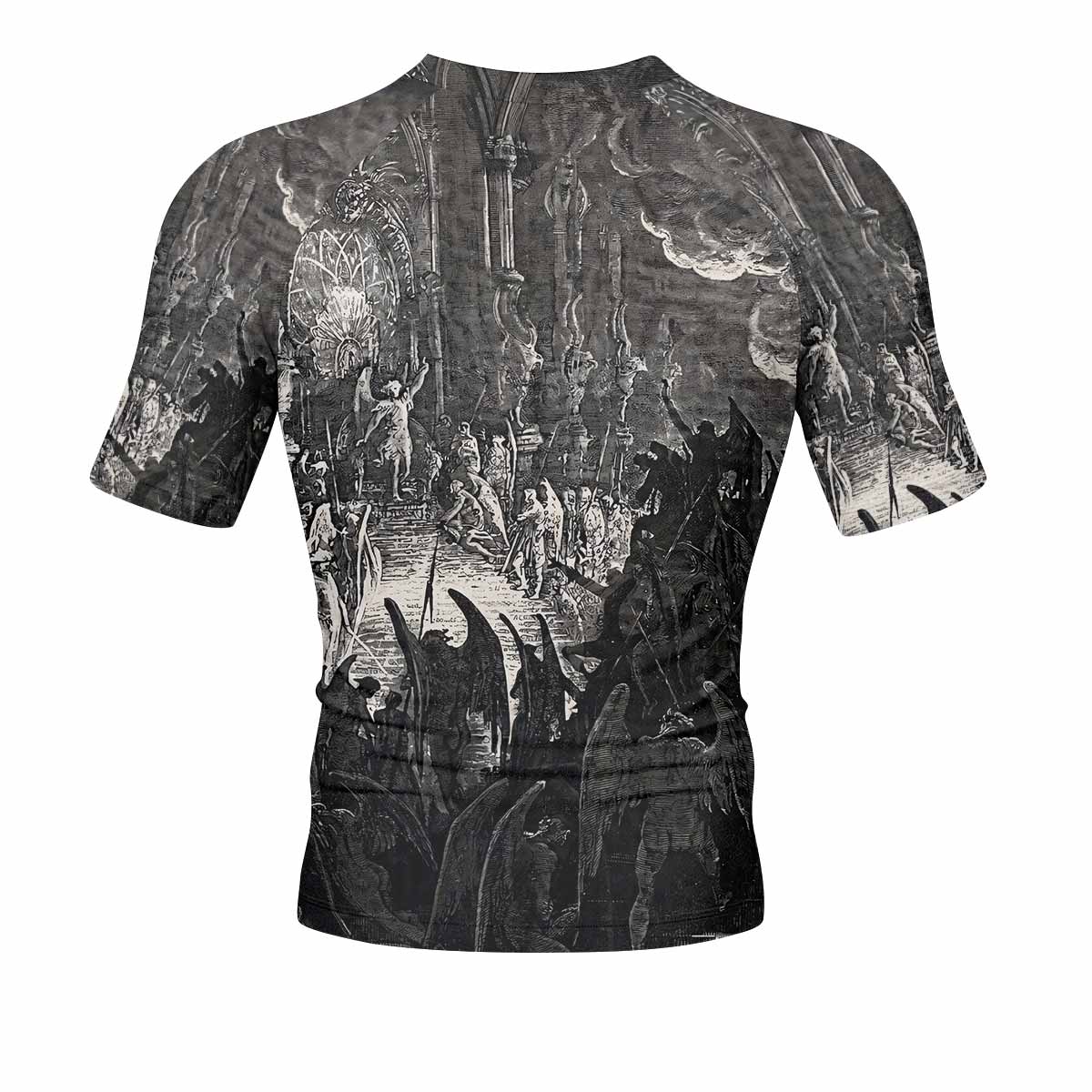 Corporate World Paradise Lost Men's Rash Guard Short Sleeve - back view mockup