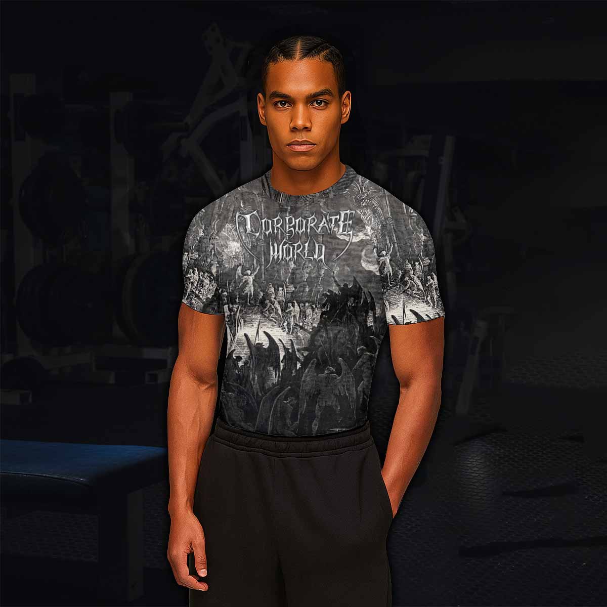 Corporate World Paradise Lost Men's Rash Guard Short Sleeve - lifestyle view