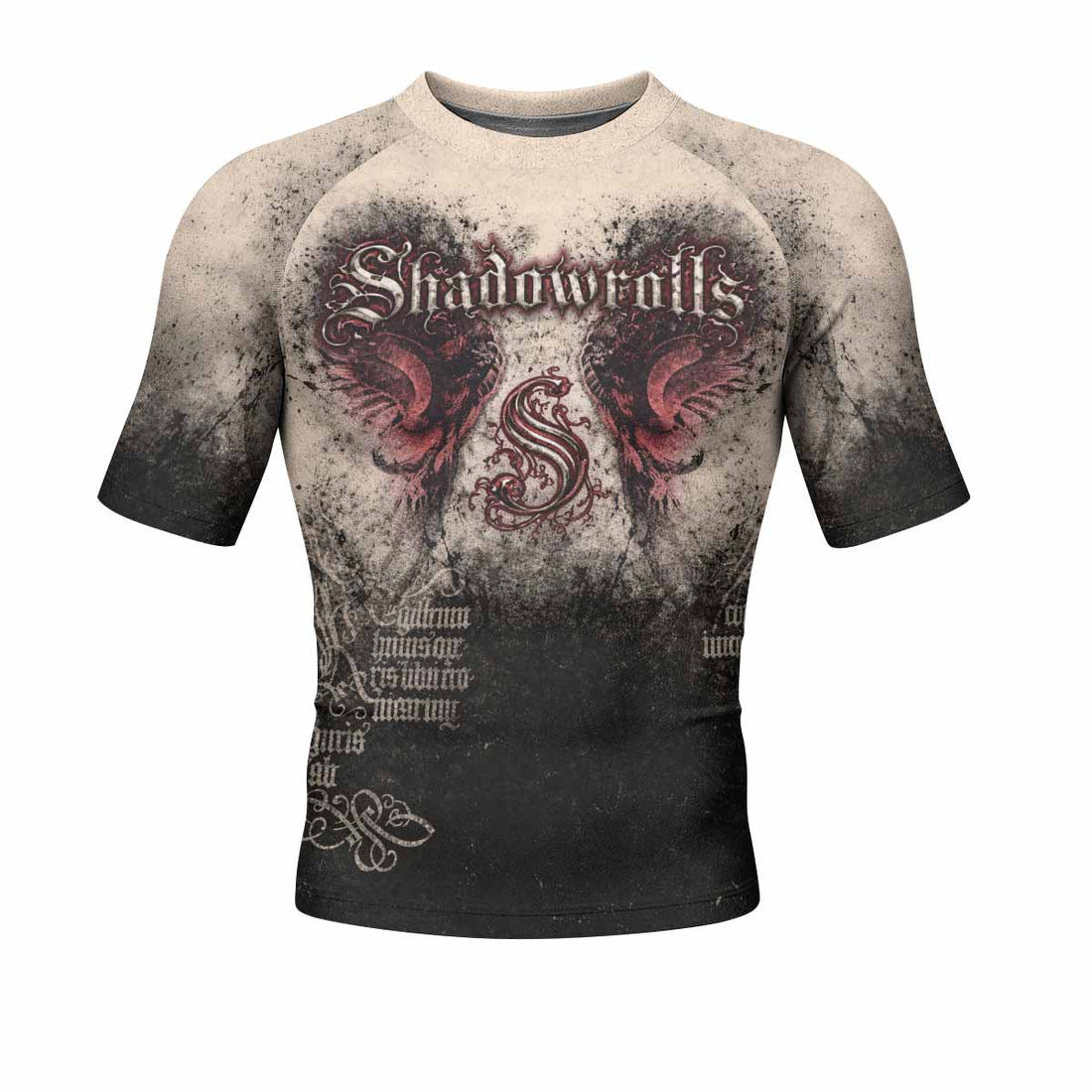 Grunge Smoke Gothic Men's Rash Guard Short Sleeve - front and back view
