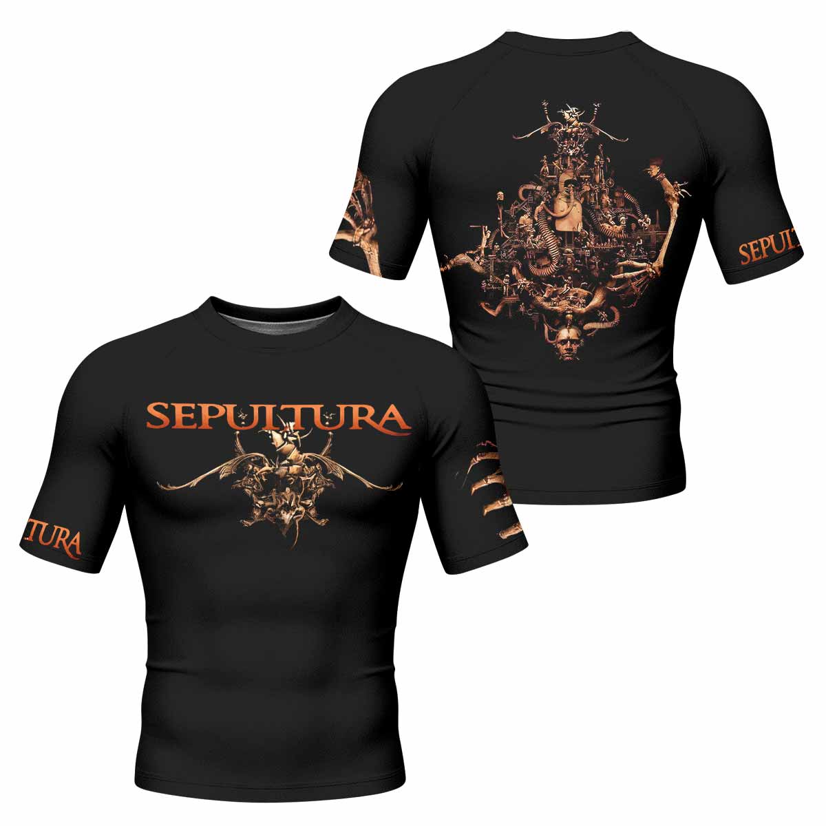 Sepultura A-Lex Men's Rash Guard Short Sleeve - front and back view