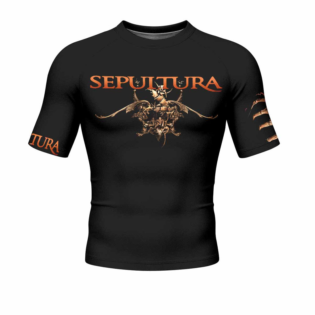 Sepultura A-Lex Men's Rash Guard Short Sleeve - front and back view
