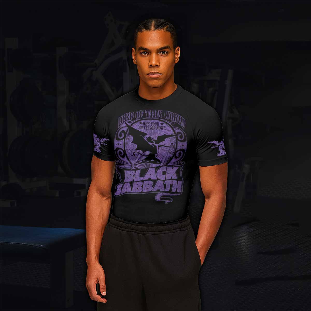 Black Sabbath Lord of This World Men's Rash Guard Short Sleeve - lifestyle view