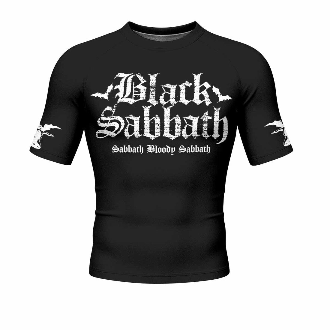 Black Sabbath Sabbath Bloody Sabbath Men's Rash Guard Short Sleeve - front and back view