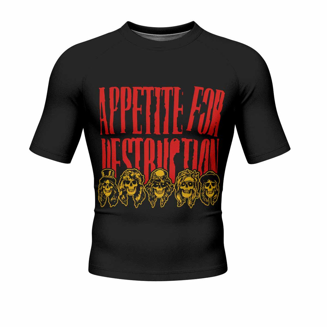 Guns N' Roses Appetite for Destruction Men's Rash Guard Short Sleeve - front and back view