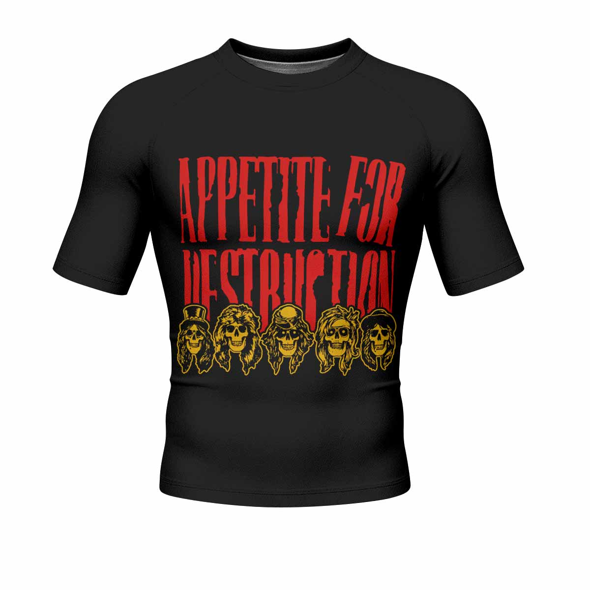 Guns N' Roses Appetite for Destruction Men's Rash Guard Short Sleeve - front view mockup