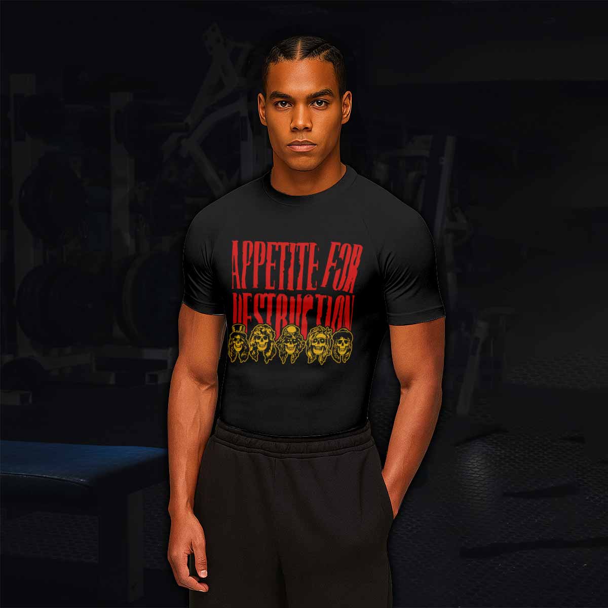 Guns N' Roses Appetite for Destruction Men's Rash Guard Short Sleeve - lifestyle view