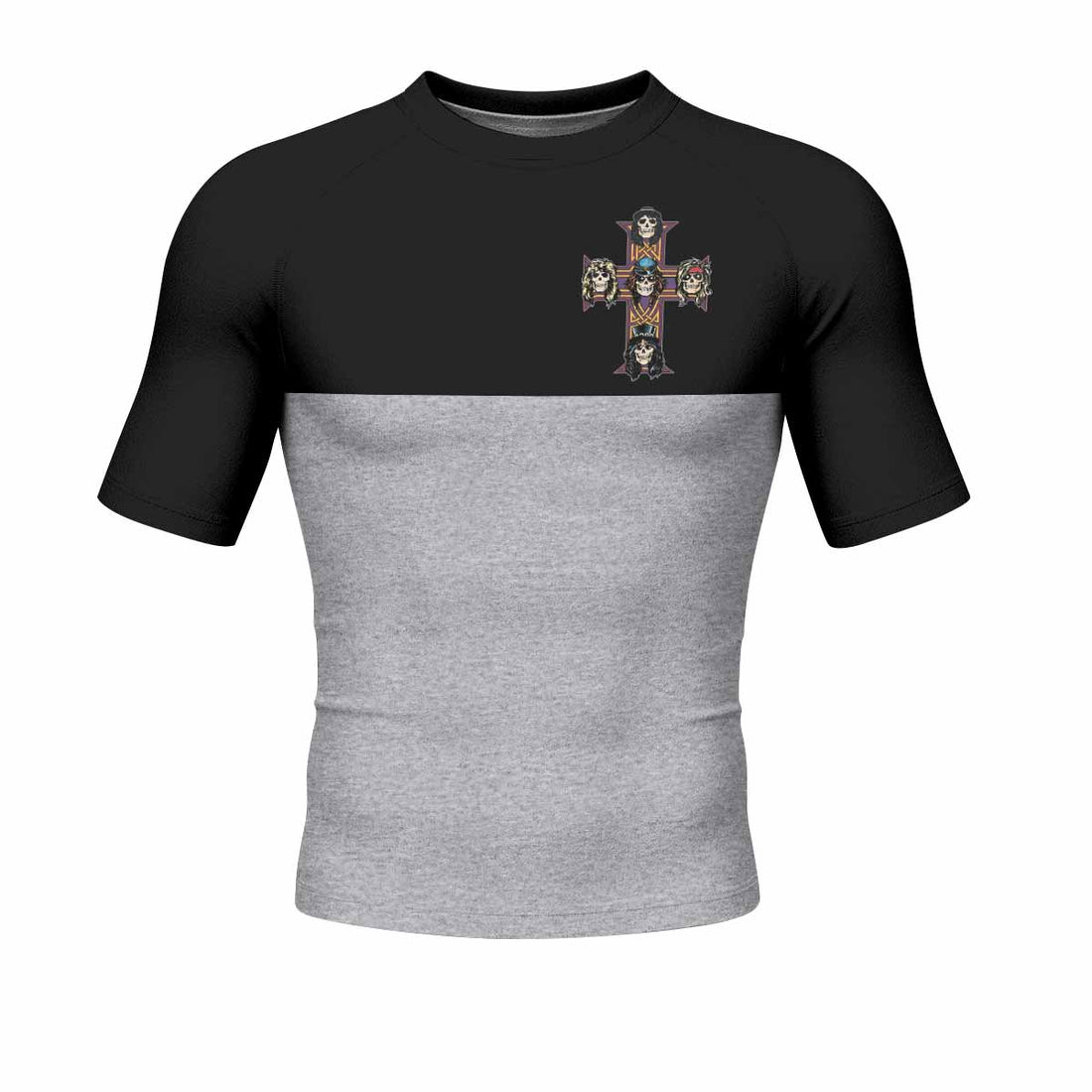 Appetite for Destruction Guns N' Roses Men's Rash Guard Short Sleeve - front and back view