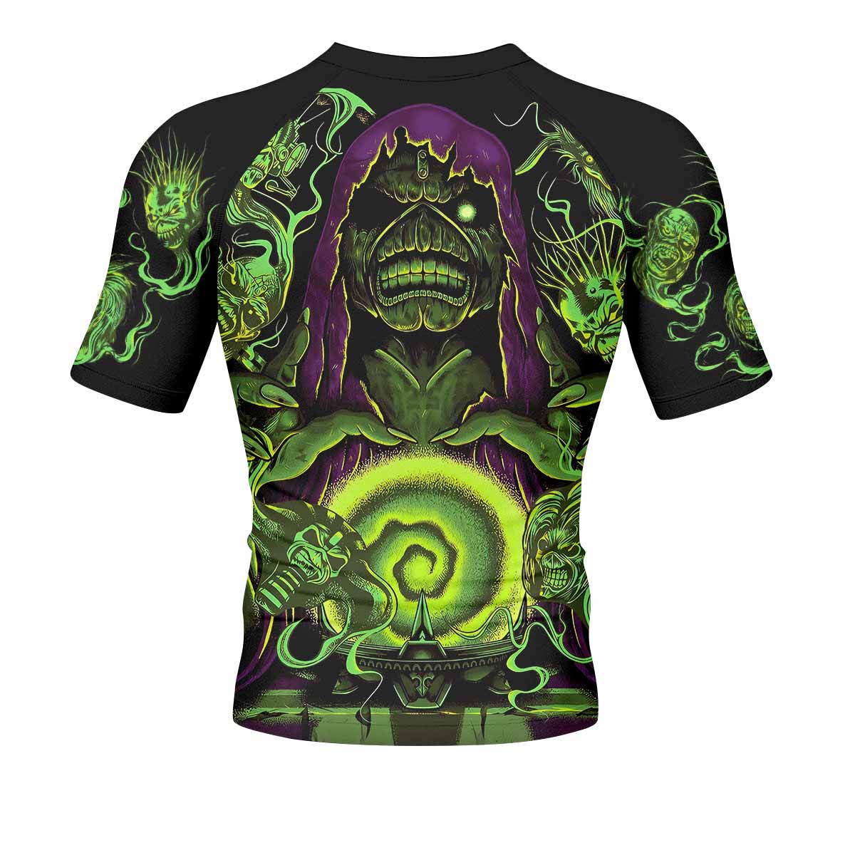 Iron Maiden Run For Your Lives Men's Rash Guard Short Sleeve - back view mockup