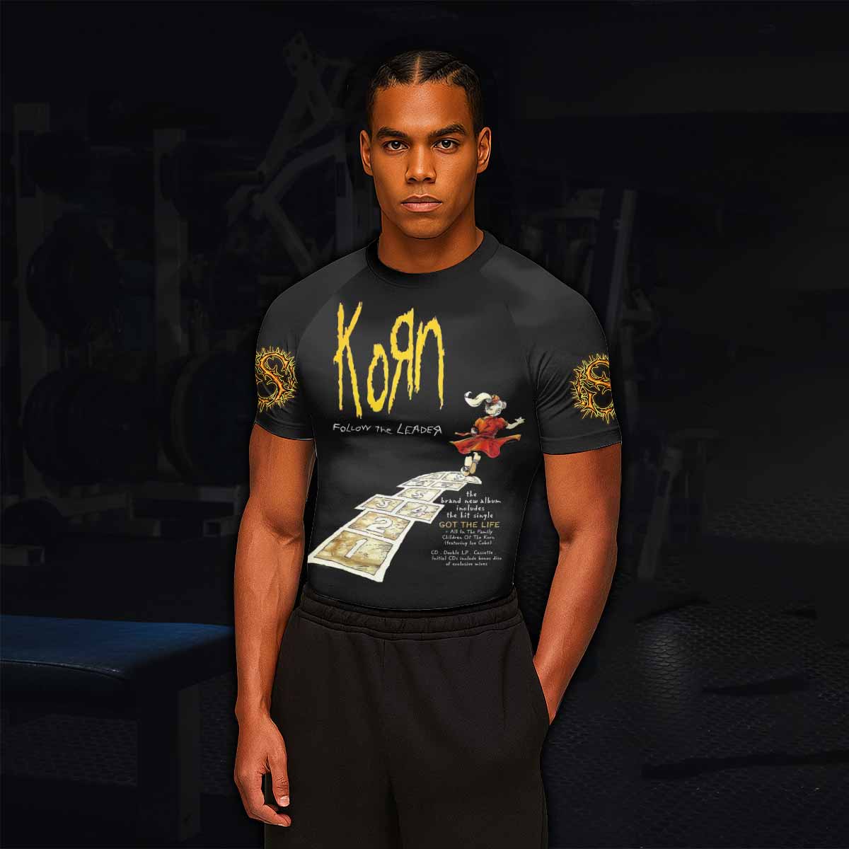 Korn Follow the Leader Men's Rash Guard Short Sleeve - lifestyle view