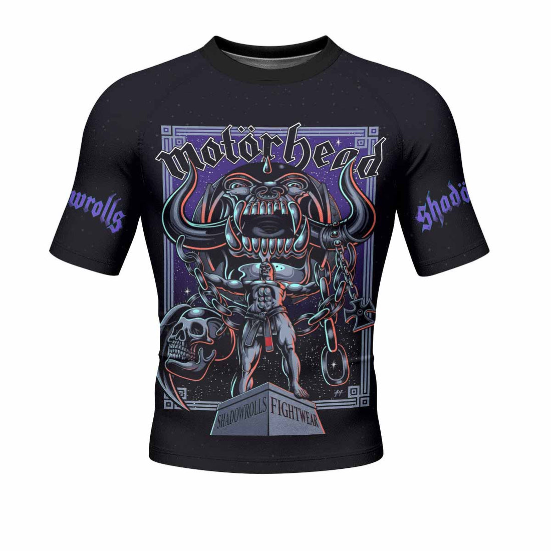 Motörhead England 1978 Men's Rash Guard Short Sleeve - front and back view