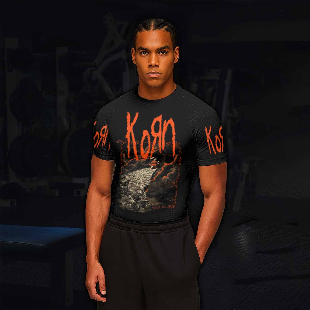 Korn Follow Cliff Men's Rash Guard Short Sleeve - lifestyle view