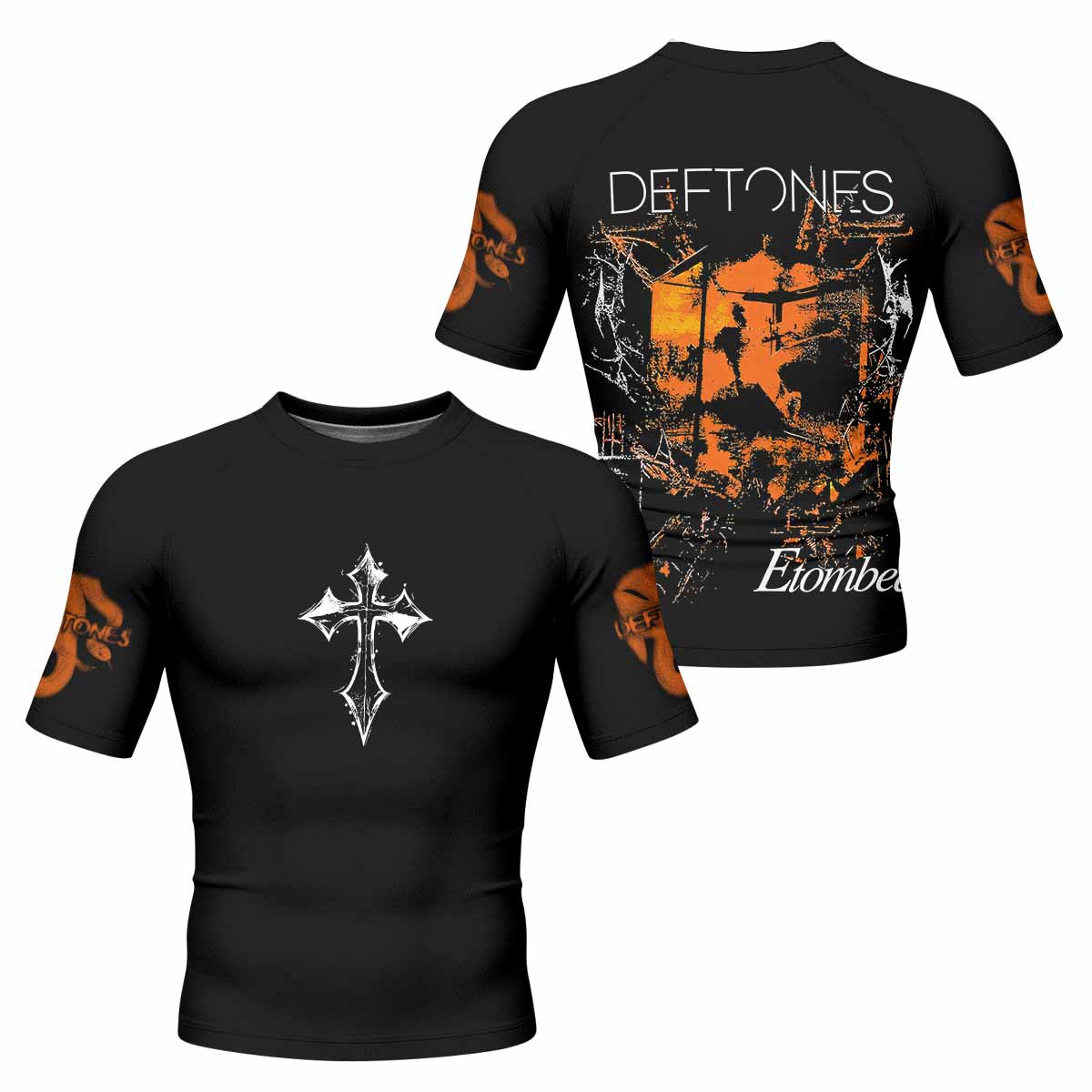 Deftones Etombed Men's Rash Guard Short Sleeve - front and back view