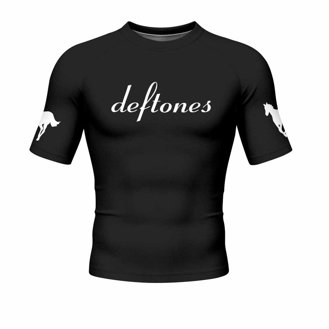 Deftones Cigarette Vintage Men's Rash Guard Short Sleeve - front and back view