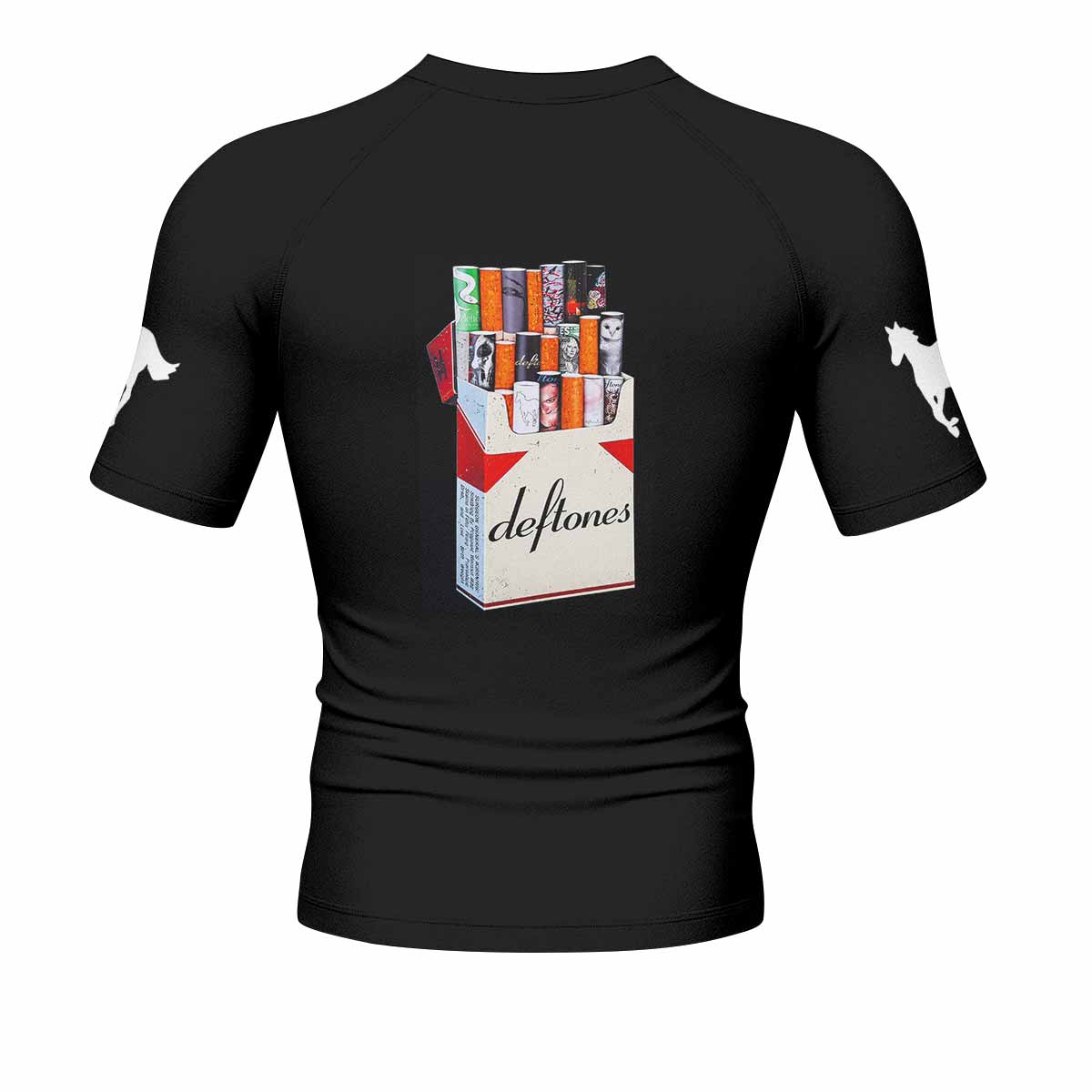 Deftones Cigarette Vintage Men's Rash Guard Short Sleeve - back view mockup