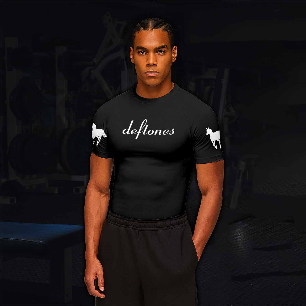 Deftones Cigarette Vintage Men's Rash Guard Short Sleeve - lifestyle view