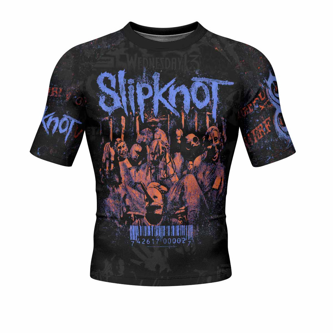 Slipknot Welcome To 1999 Men's Rash Guard Short Sleeve - front and back view