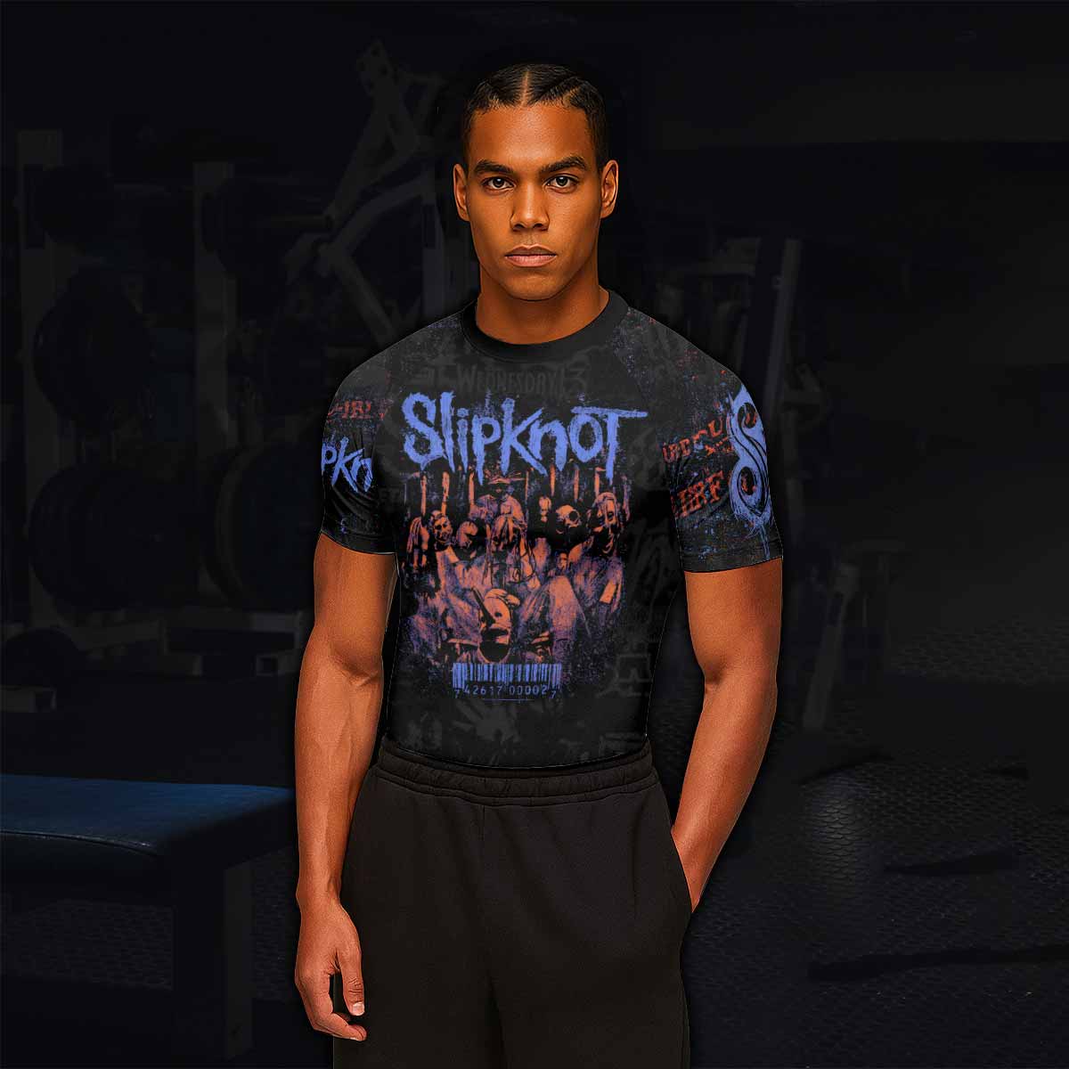 Slipknot Welcome To 1999 Men's Rash Guard Short Sleeve - lifestyle view