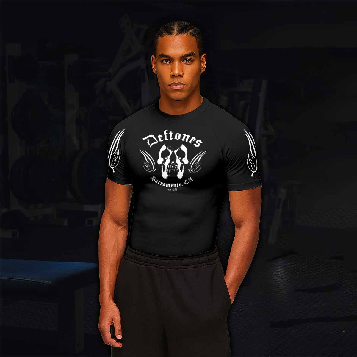 Deftones Sacramento Men's Rash Guard Short Sleeve - lifestyle view
