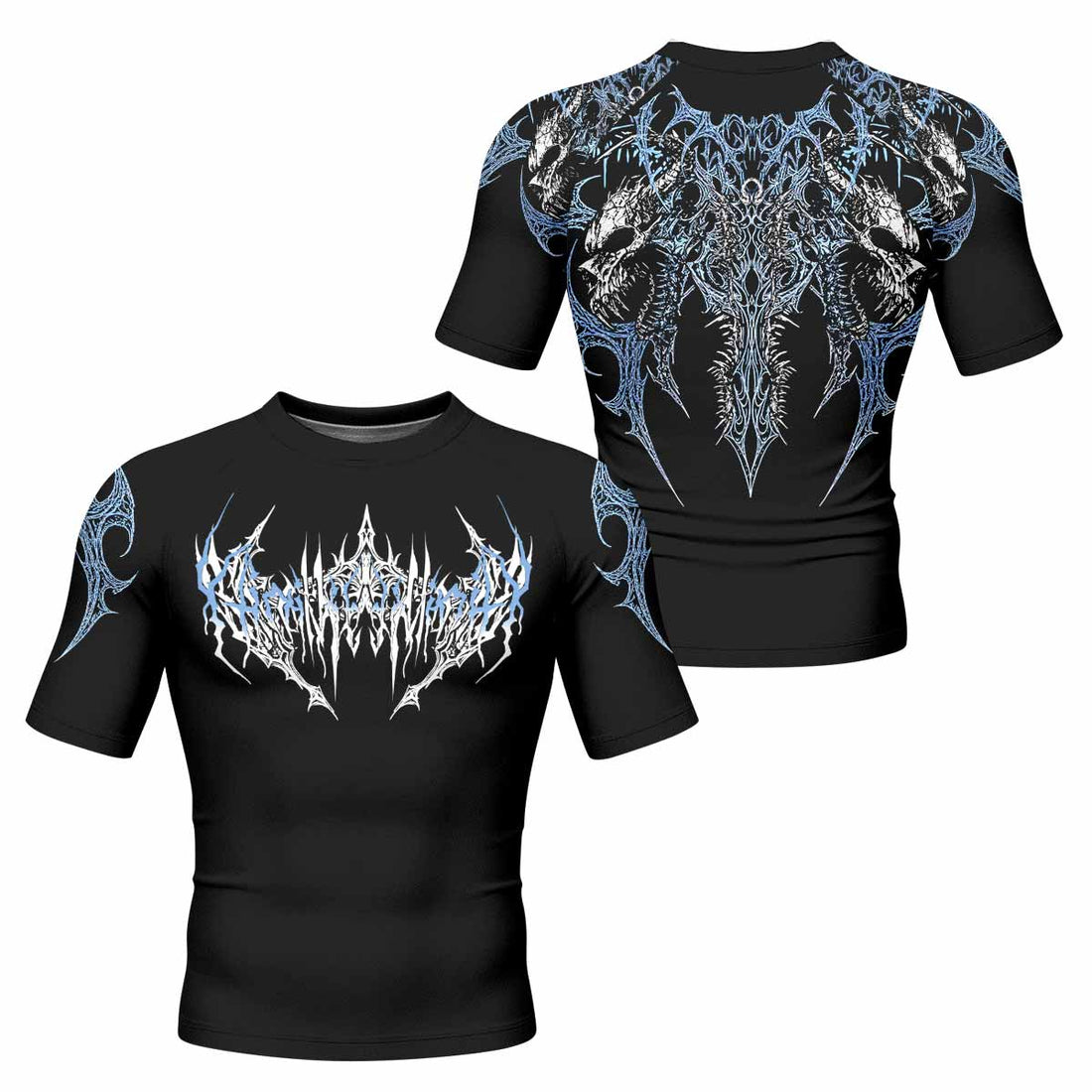 Abyssal Dominion Men's Rash Guard Short Sleeve - front and back view