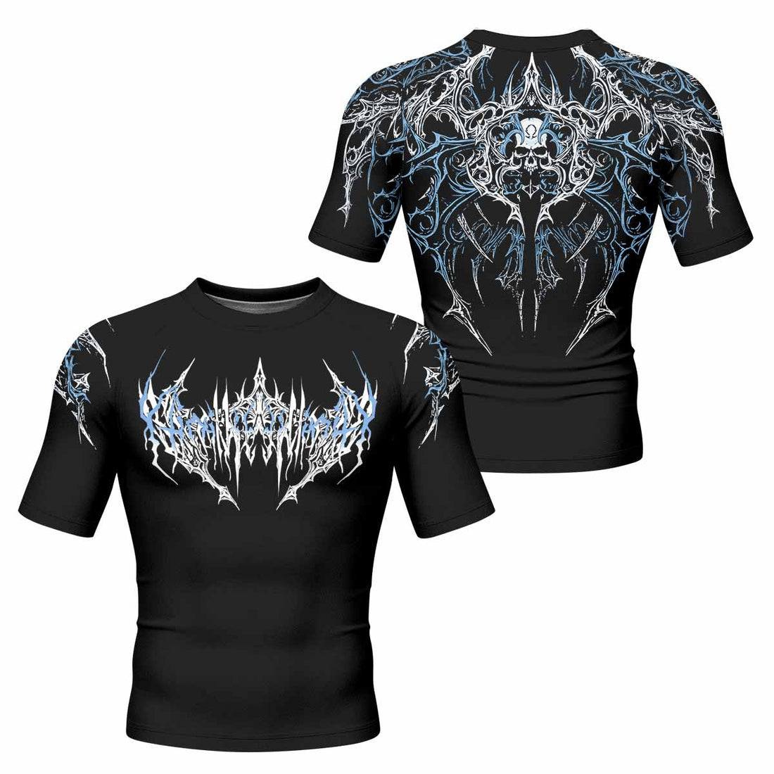 Hellborn Dominion Men's Rash Guard Short Sleeve - front and back view