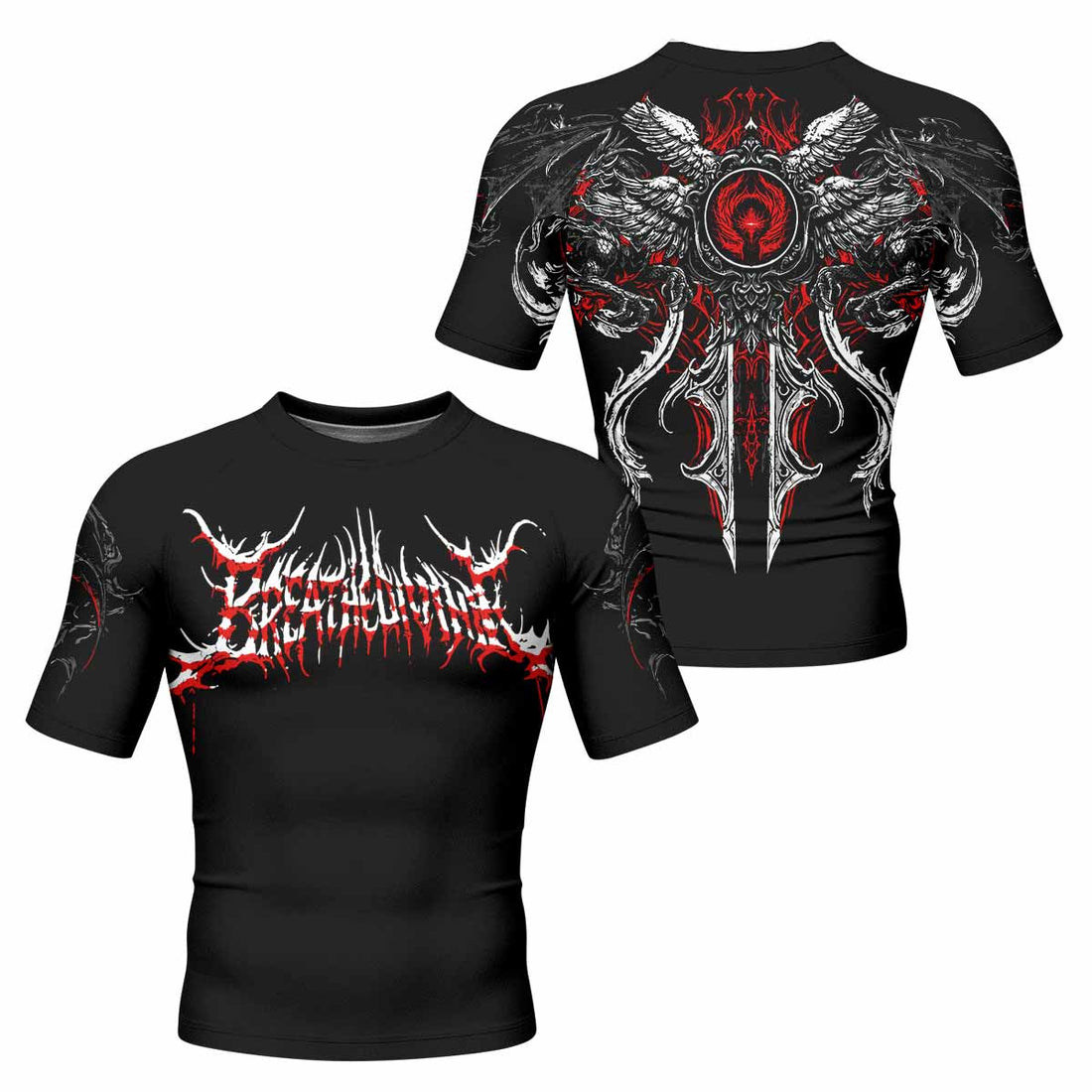 Crimson Seraphim Men's Rash Guard Short Sleeve - front and back view