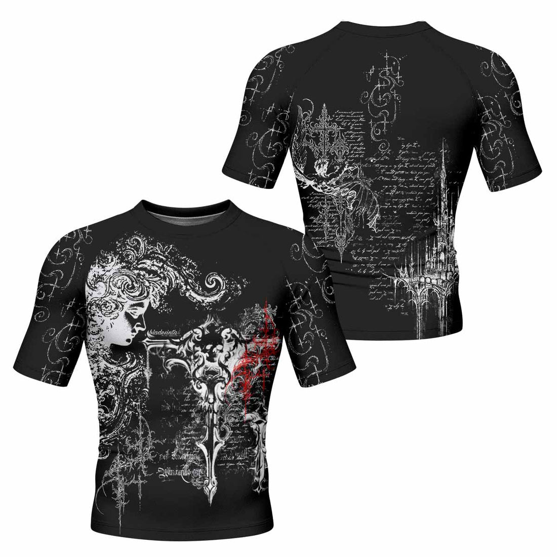 Born to Die Men's Rash Guard Short Sleeve - front and back view