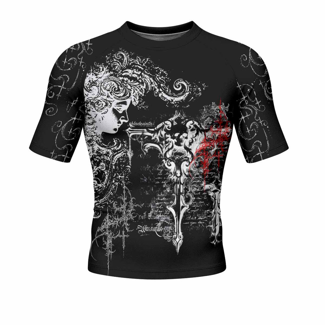 Born to Die Men's Rash Guard Short Sleeve - front and back view