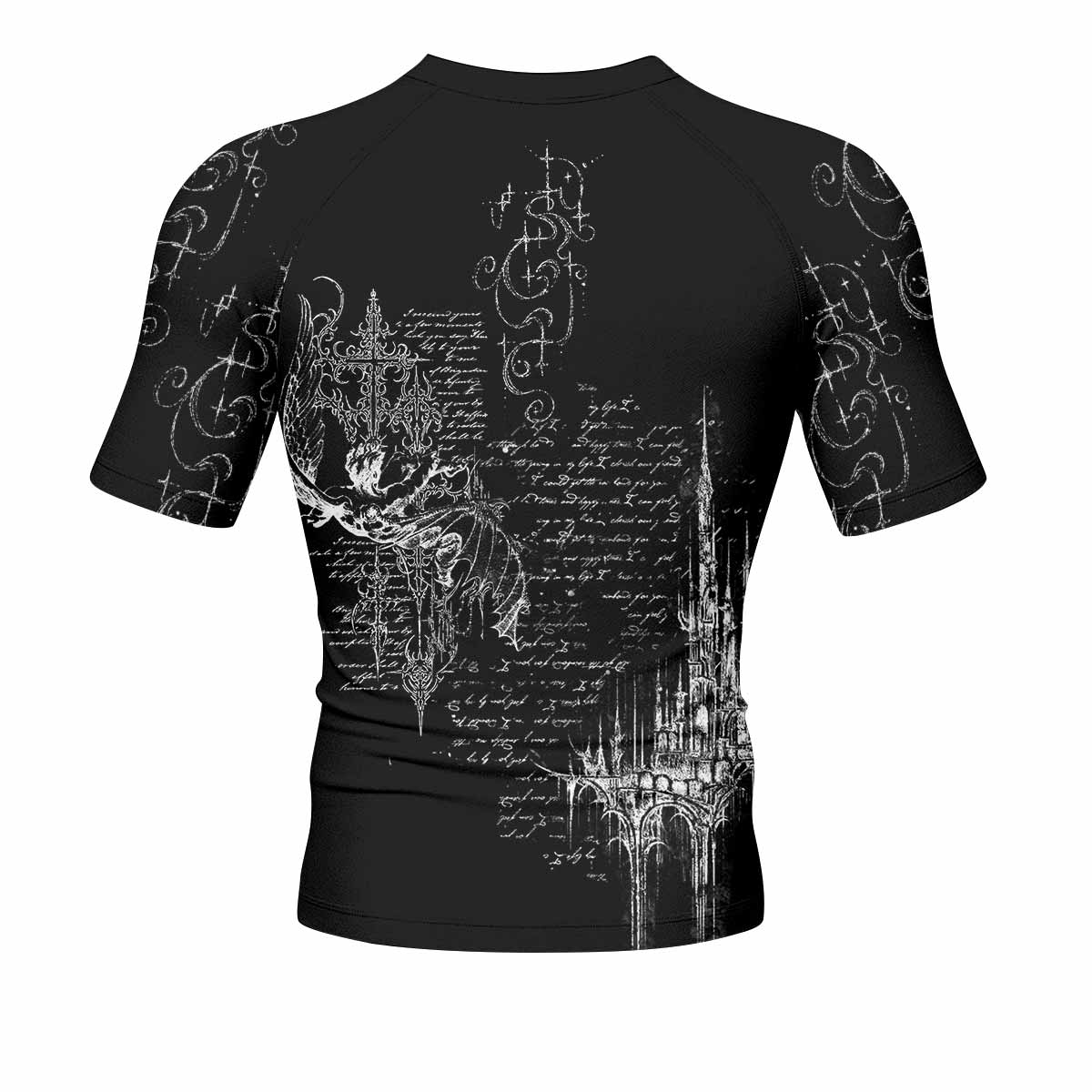 Born to Die Men's Rash Guard Short Sleeve - back view mockup