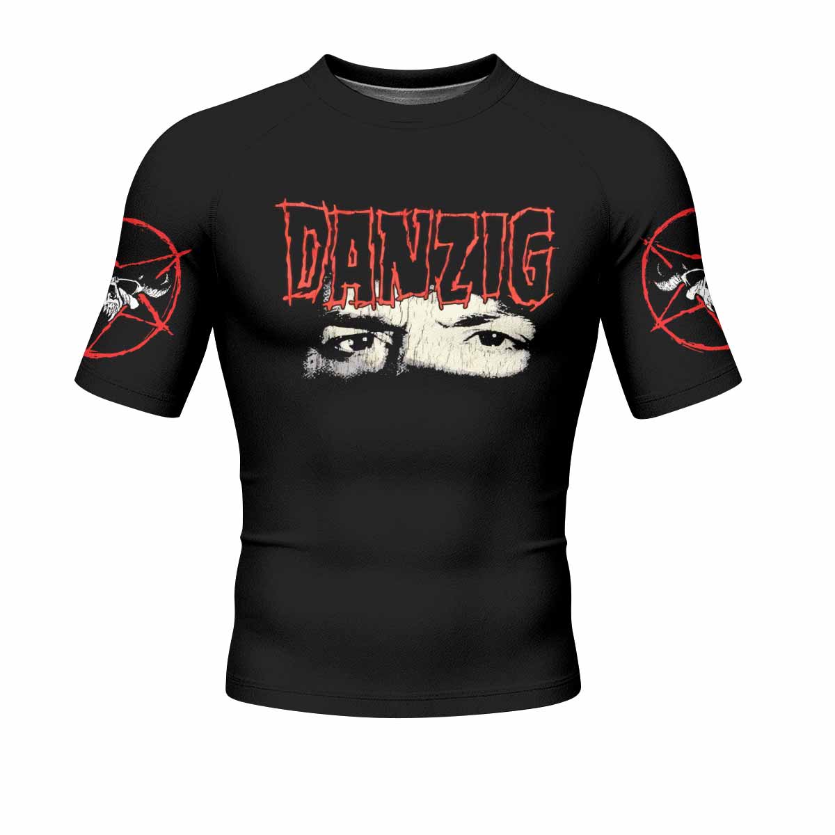 Danzig Deth Red Sabaoth Men's Rash Guard Short Sleeve - front view mockup
