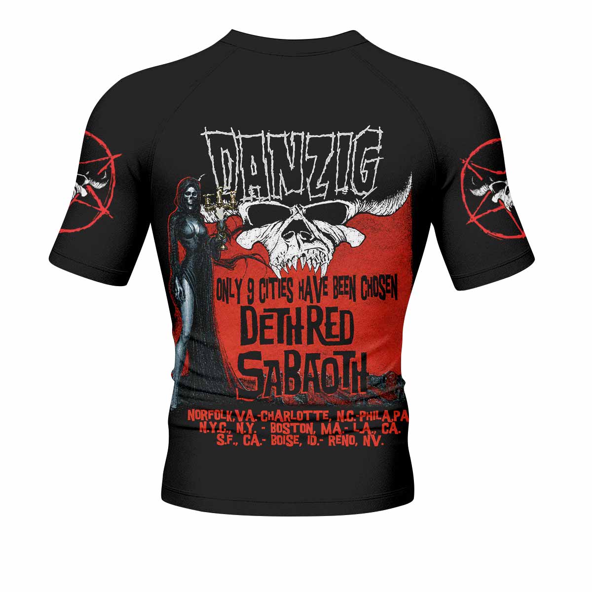 Danzig Deth Red Sabaoth Men's Rash Guard Short Sleeve - back view mockup