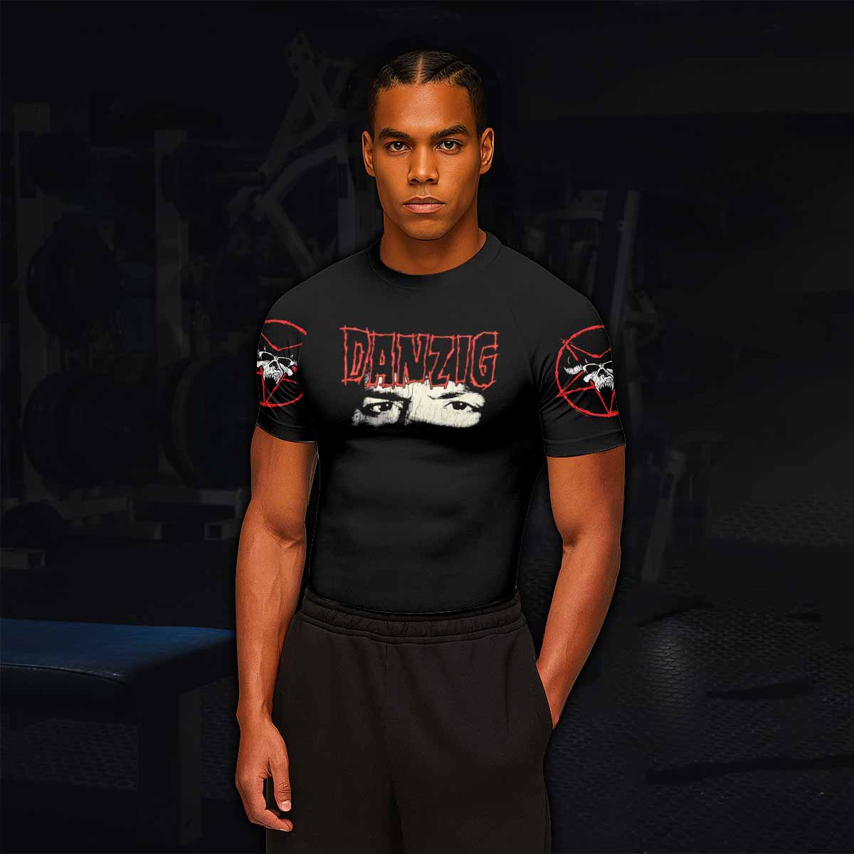 Danzig Deth Red Sabaoth Men's Rash Guard Short Sleeve - lifestyle view