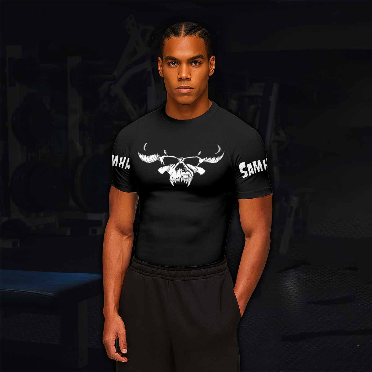 Samhain Horror Punk Men's Rash Guard Short Sleeve - lifestyle view