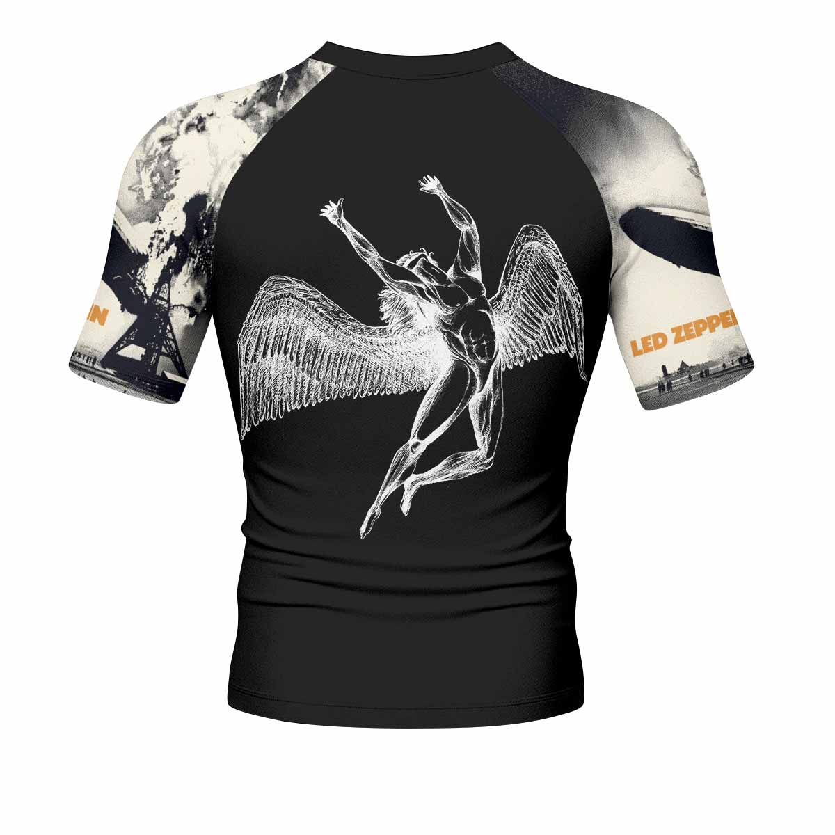 Led Zeppelin Men's Rash Guard Short Sleeve - back view mockup