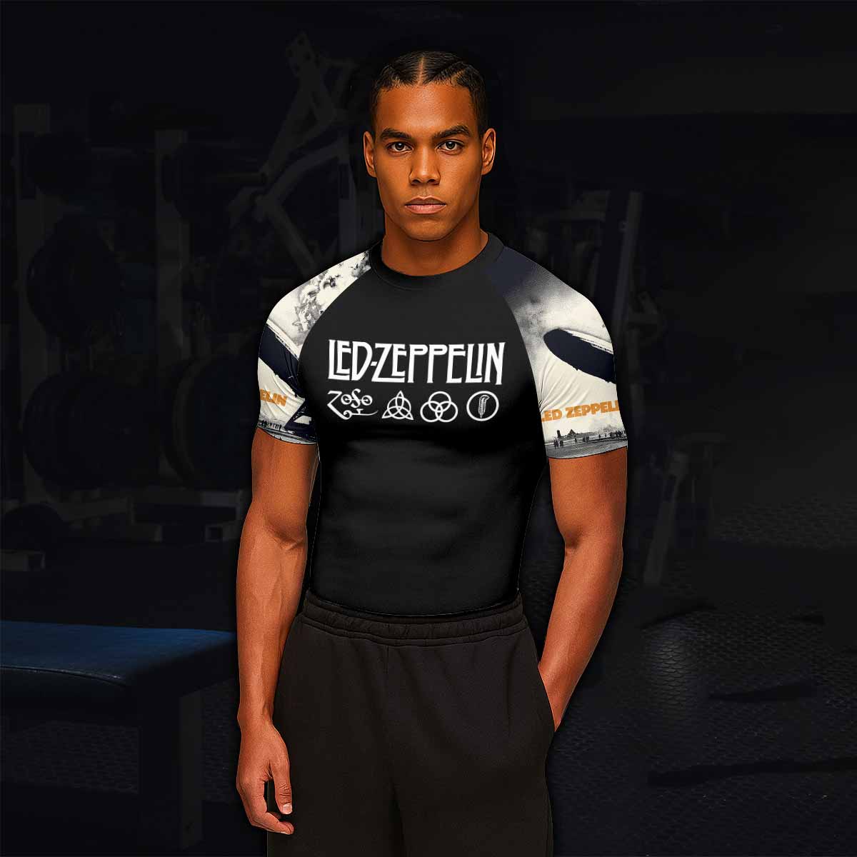 Led Zeppelin Men's Rash Guard Short Sleeve - lifestyle view