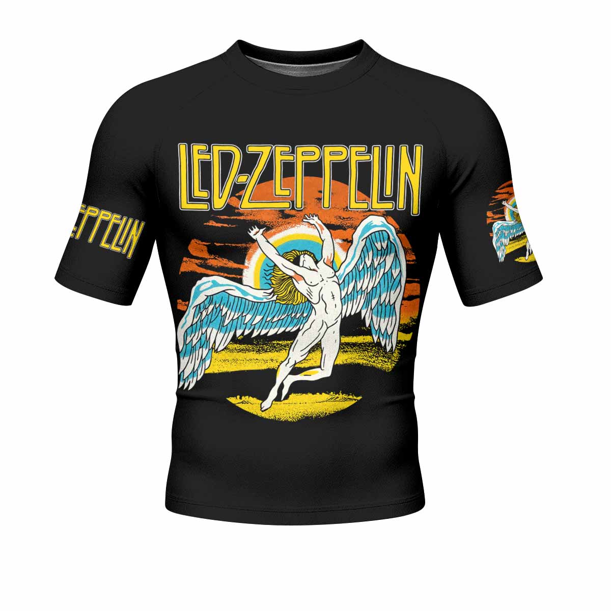 Led Zeppelin North American Tour 1975 Men's Rash Guard Short Sleeve - front view mockup