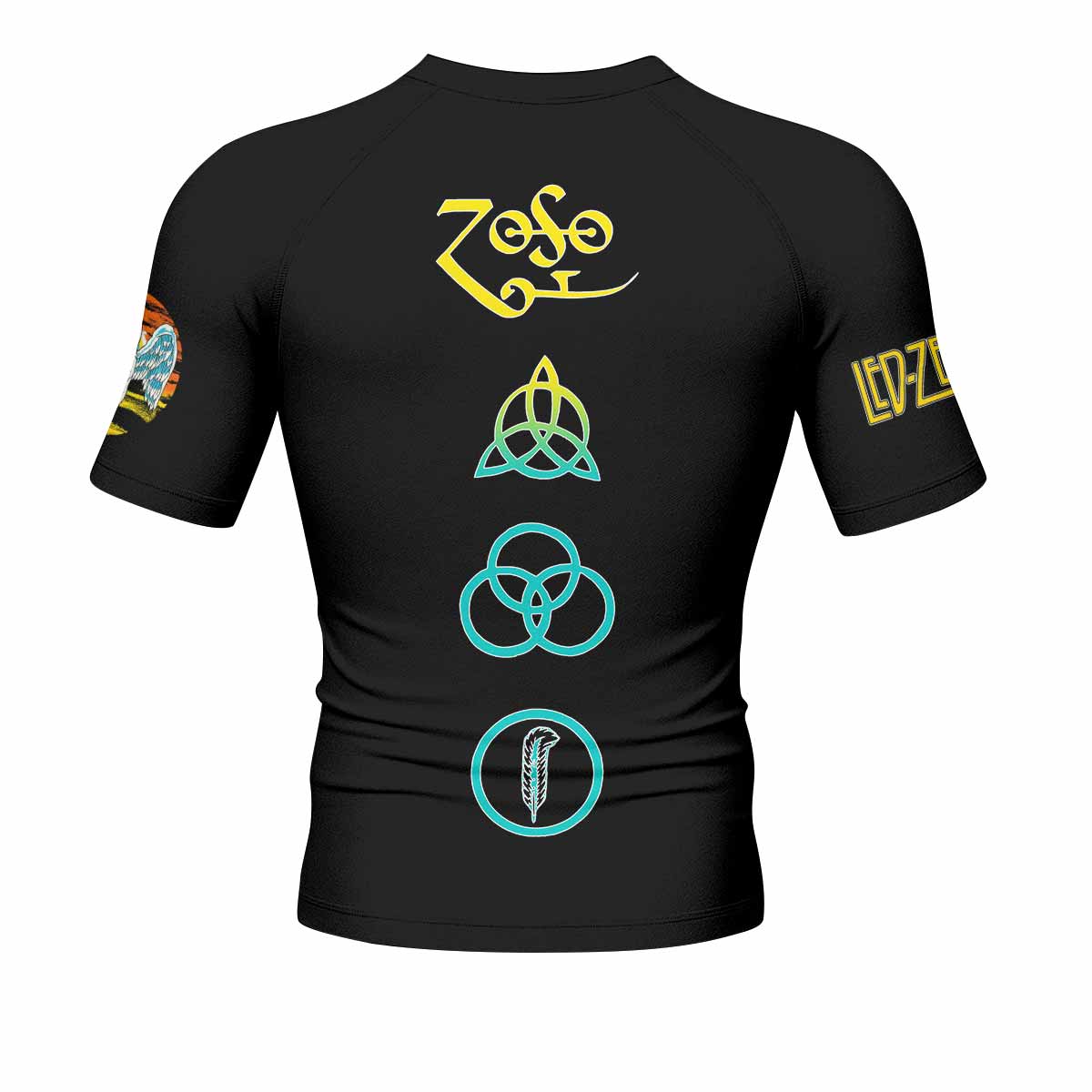 Led Zeppelin North American Tour 1975 Men's Rash Guard Short Sleeve - back view mockup