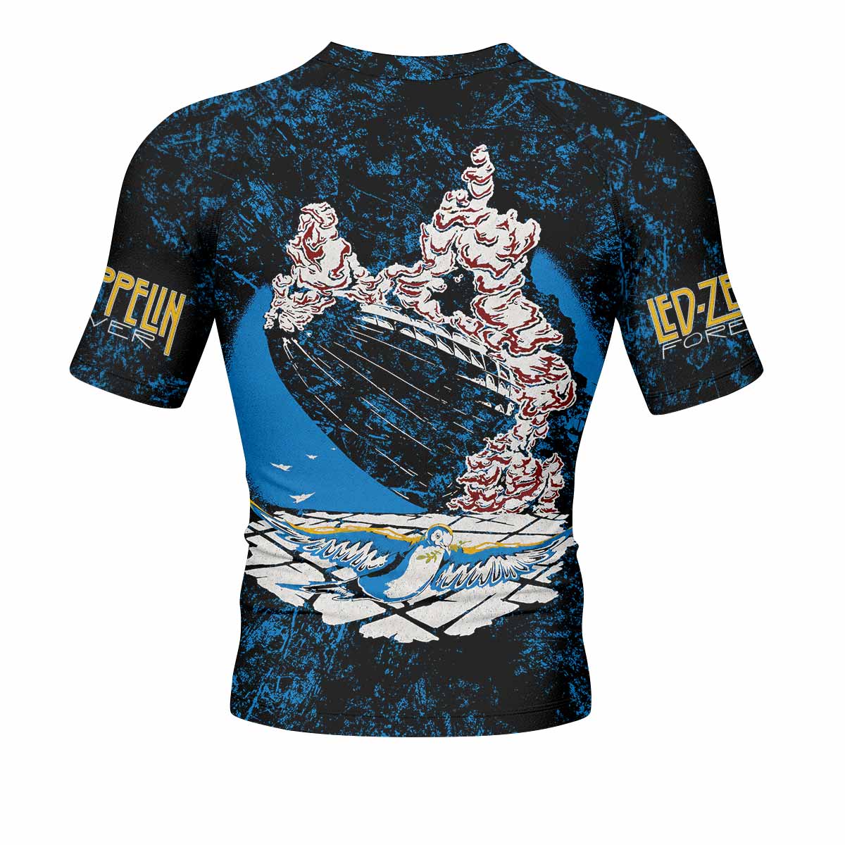 Led Zeppelin Swan Song Men's Rash Guard Short Sleeve - back view mockup