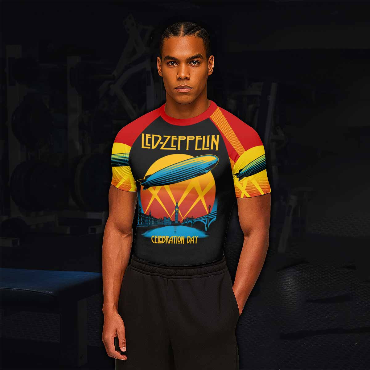 Led Zeppelin Celebration Day Men's Rash Guard Short Sleeve - lifestyle view