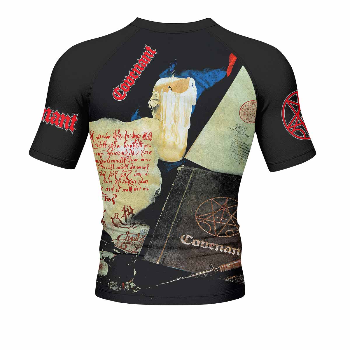 Morbid Angel Covenant Men's Rash Guard Short Sleeve - back view mockup