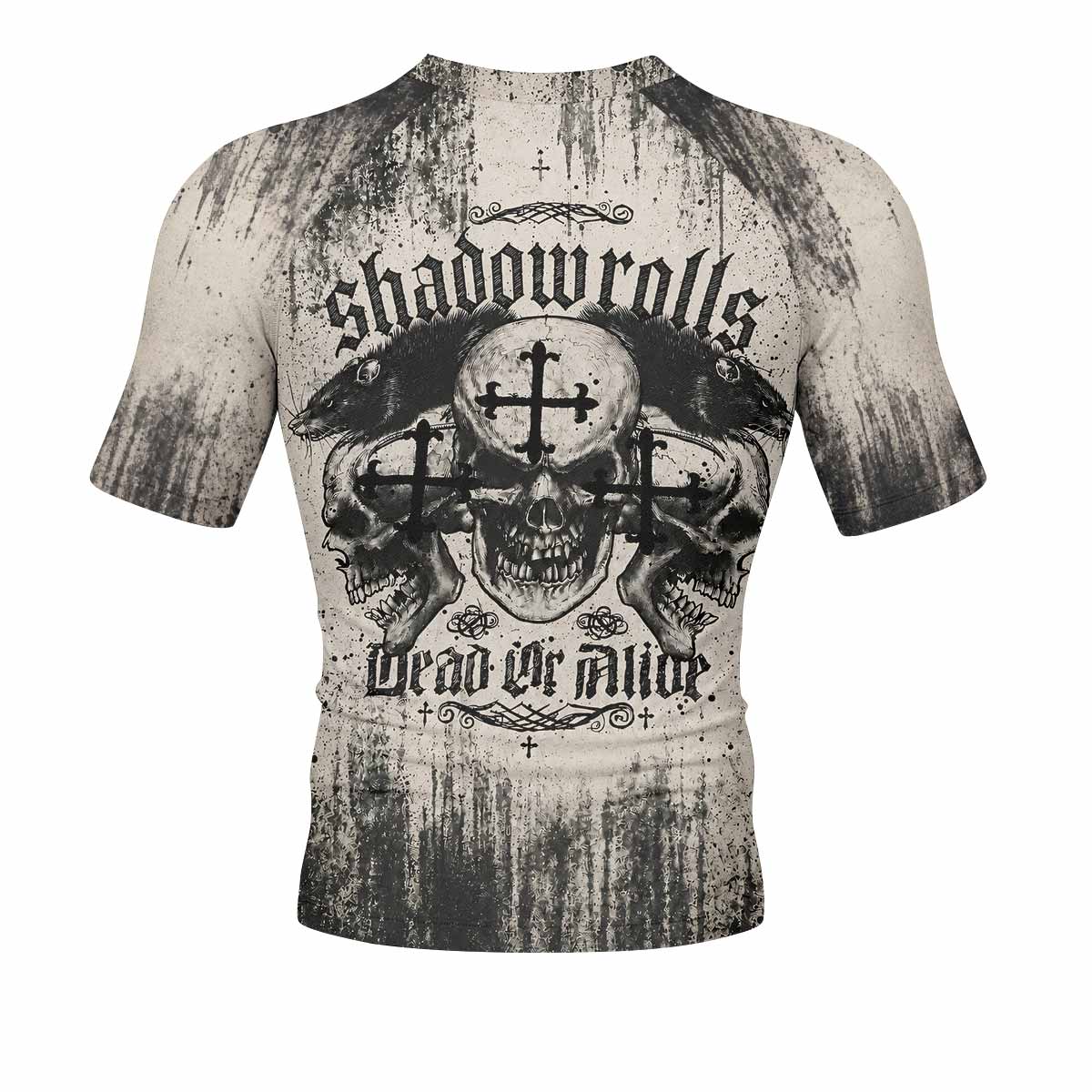 Shadowrolls Dead Or Alive Men's Rash Guard Short Sleeve - back view mockup