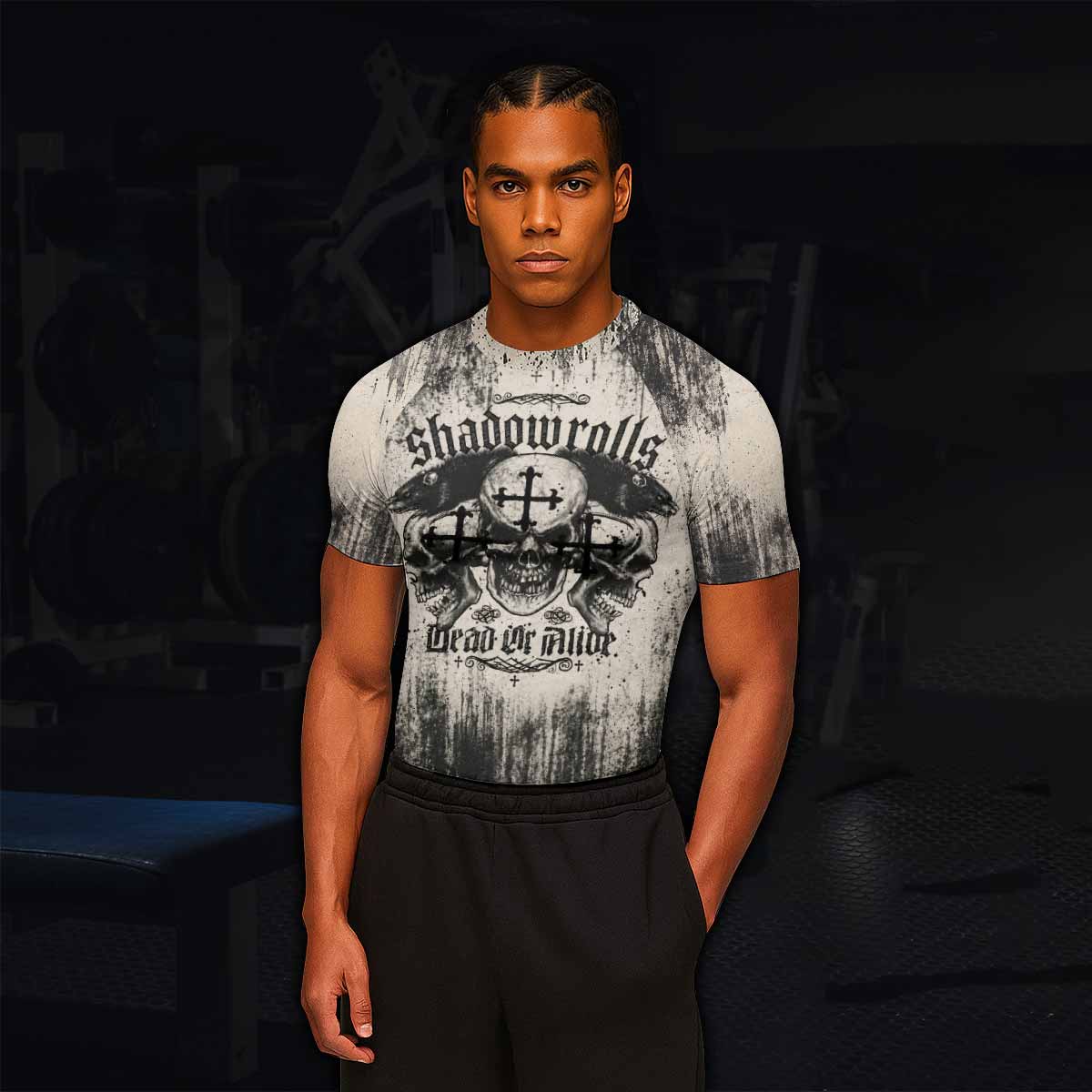 Shadowrolls Dead Or Alive Men's Rash Guard Short Sleeve - lifestyle view