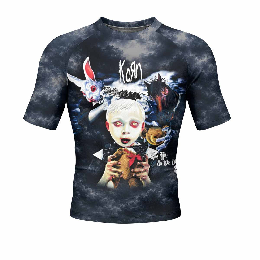 Korn See You On The Other Side Men's Rash Guard Short Sleeve - front and back view