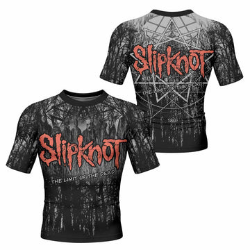 Slipknot The Limits Of The Dead Men's Rash Guard Short Sleeve - front and back view