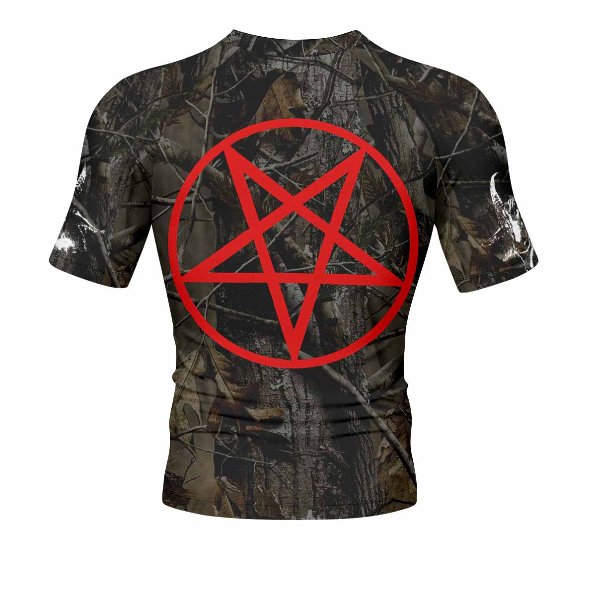 Bathory Sigil of Baphomet Men's Rash Guard Short Sleeve - back view mockup