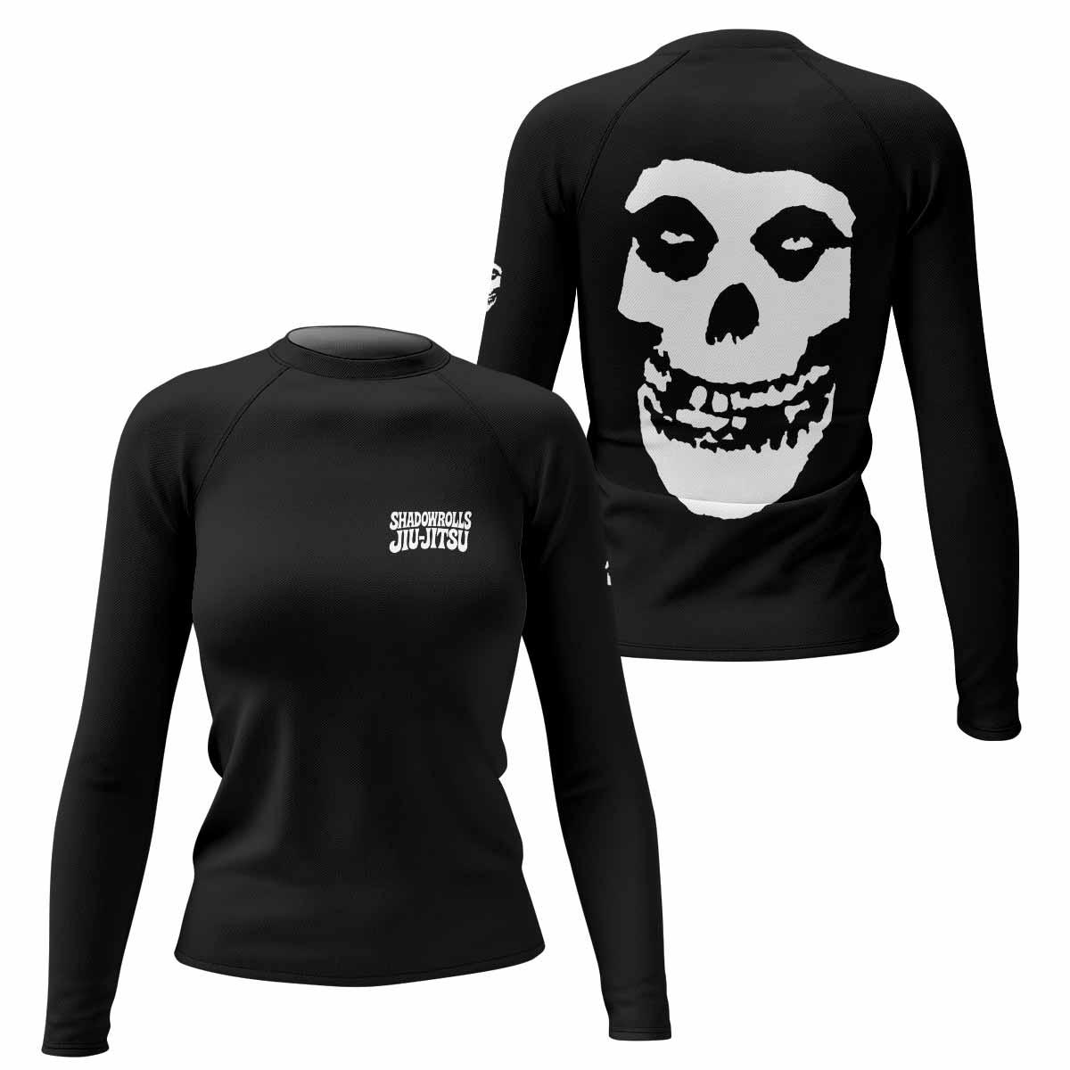Skull Jiu-Jitsu Women's Rash Guard Long Sleeve - front and back view