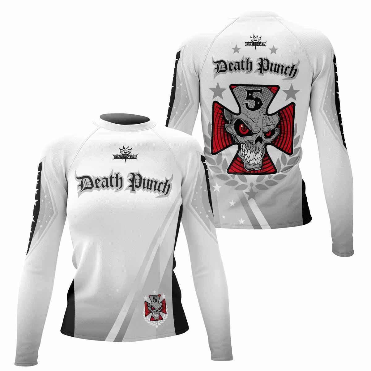 Death Punch Women's Rash Guard Long Sleeve - front and back view