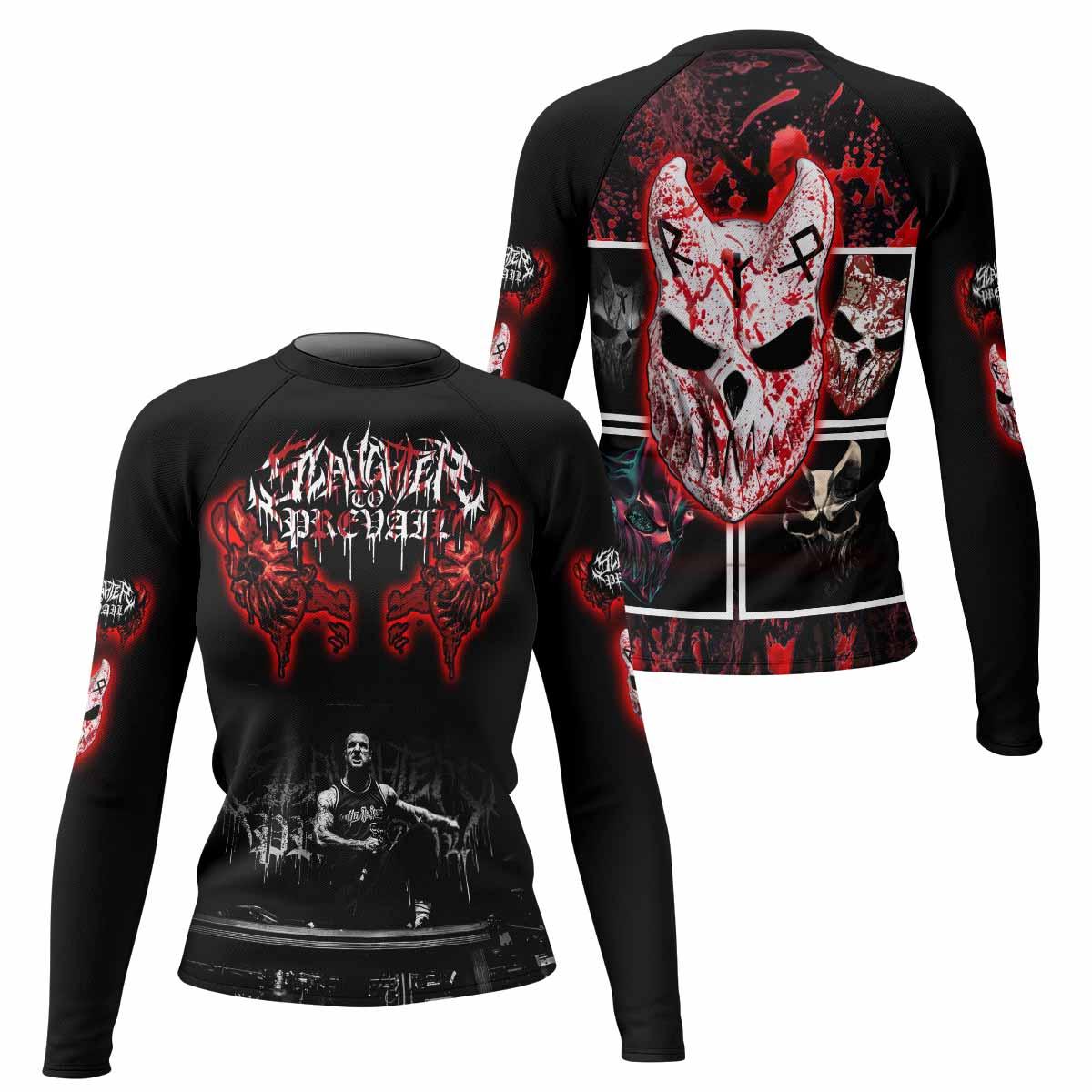 Slaughter to Prevail Women's Rash Guard Long Sleeve - front and back view
